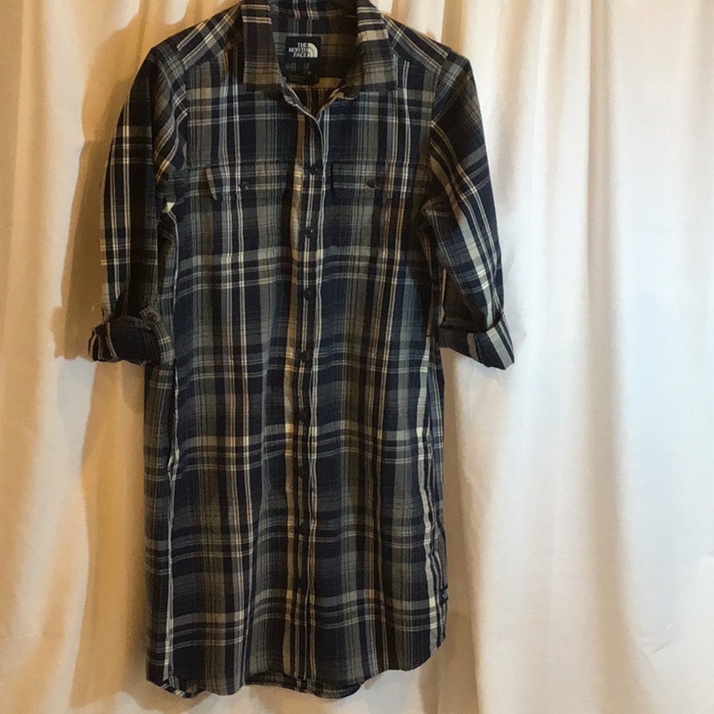 Cotton plaid shirt dress